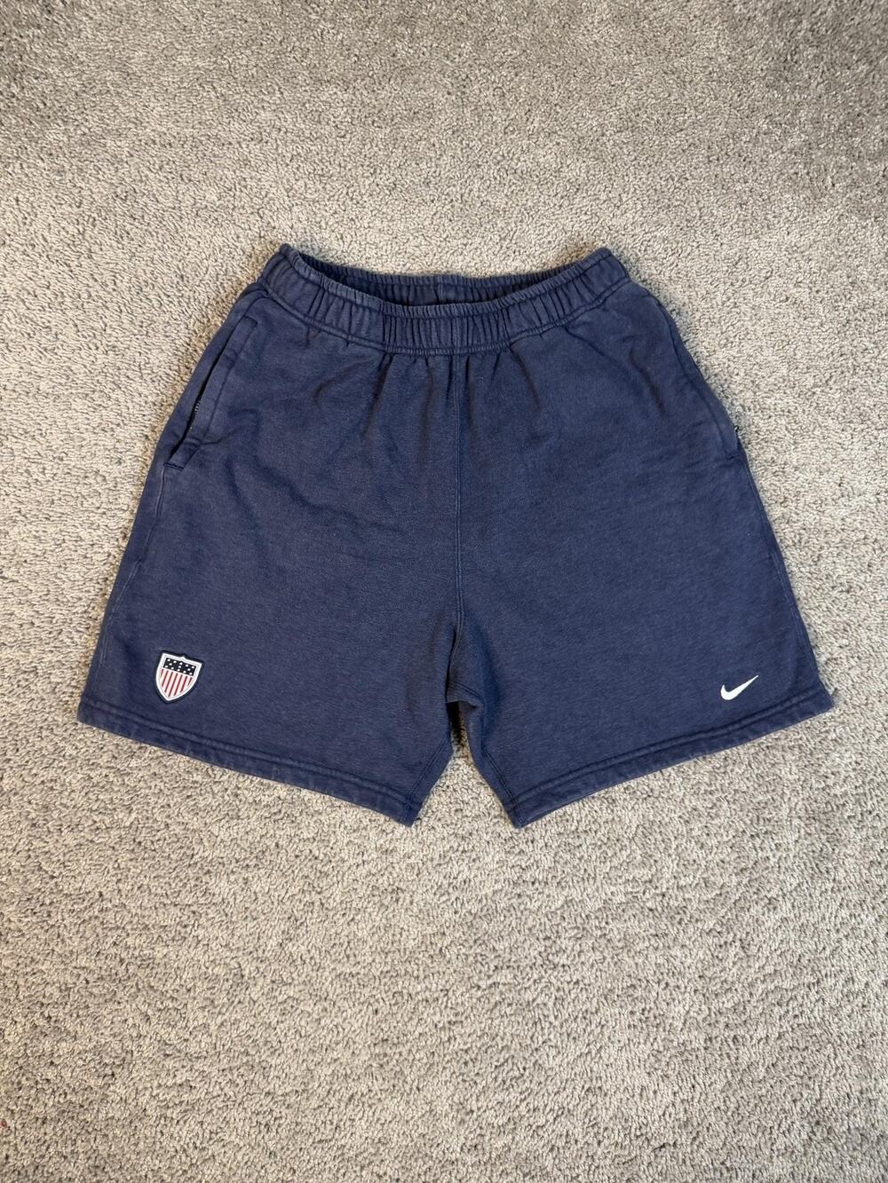 Nike Lab Team USA Soccer Shorts Mens S Blue Heavyweight Terry Fleece Pockets